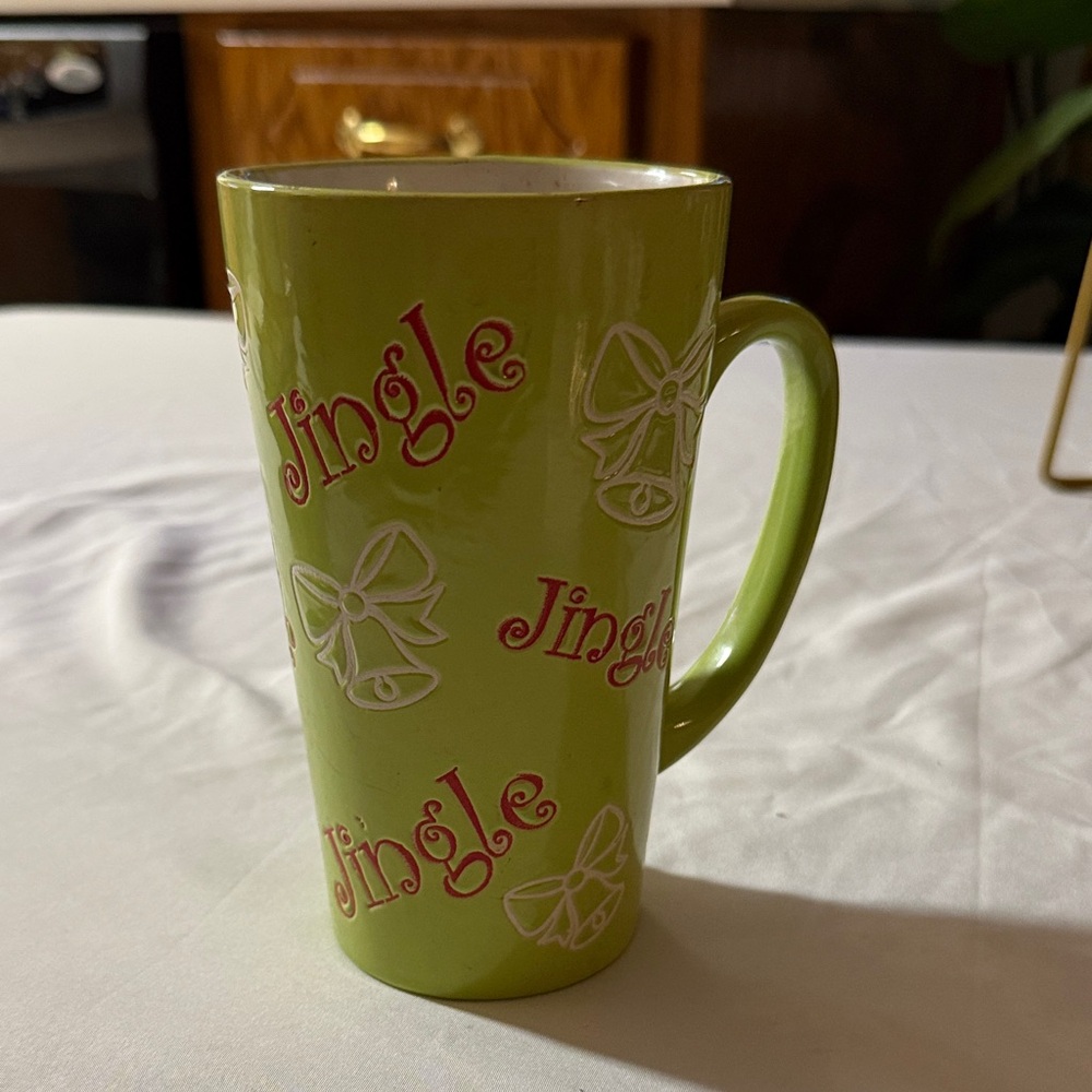 Green Holiday Mug with Red Accents